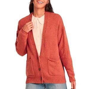 Universal Thread Orange Oversized Knit Flecked Button-Up Cardigain